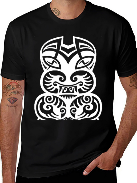 Tribal Tattoo Graphic T-Shirt - Black