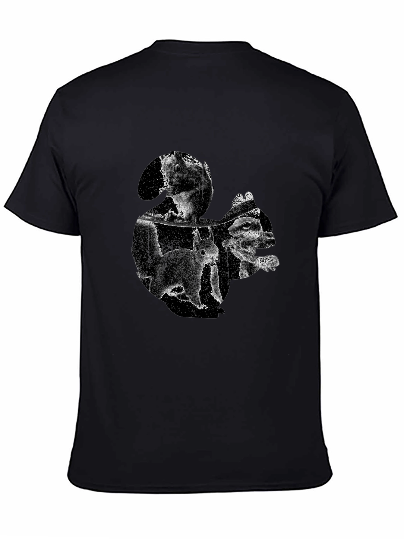 Squirrel Silhouette Mens T-Shirt - Black Cotton