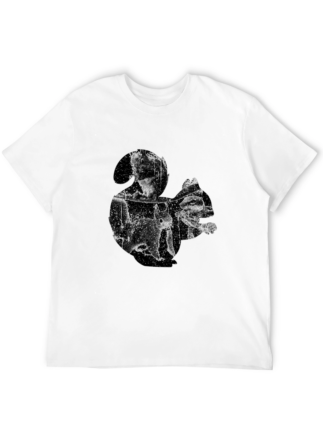 Squirrel Silhouette Mens T-Shirt - Black Cotton