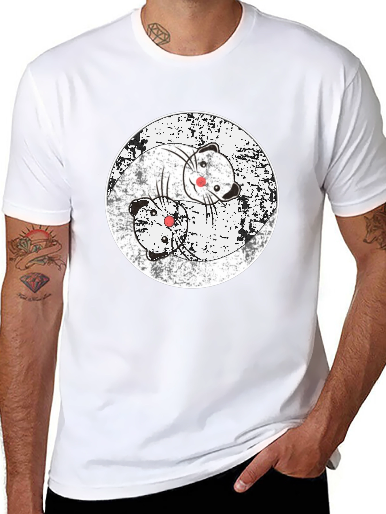 Yin Yang Ferret T-Shirt - Black Cotton Blend