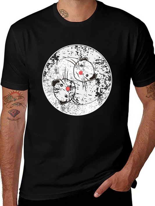 Yin Yang Ferret T-Shirt - Black Cotton Blend