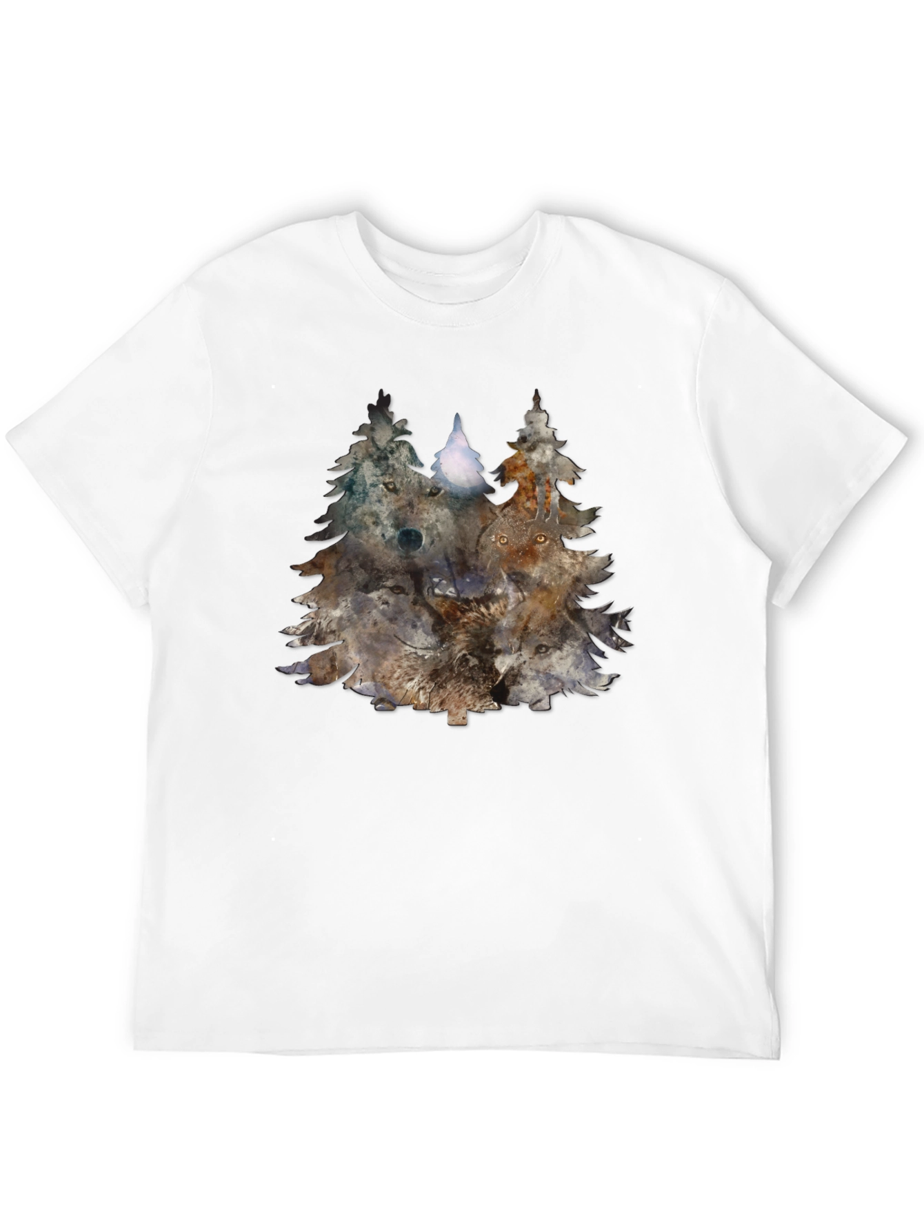 Wolf Pack Trees Graphic Tee - Nature Inspired Design