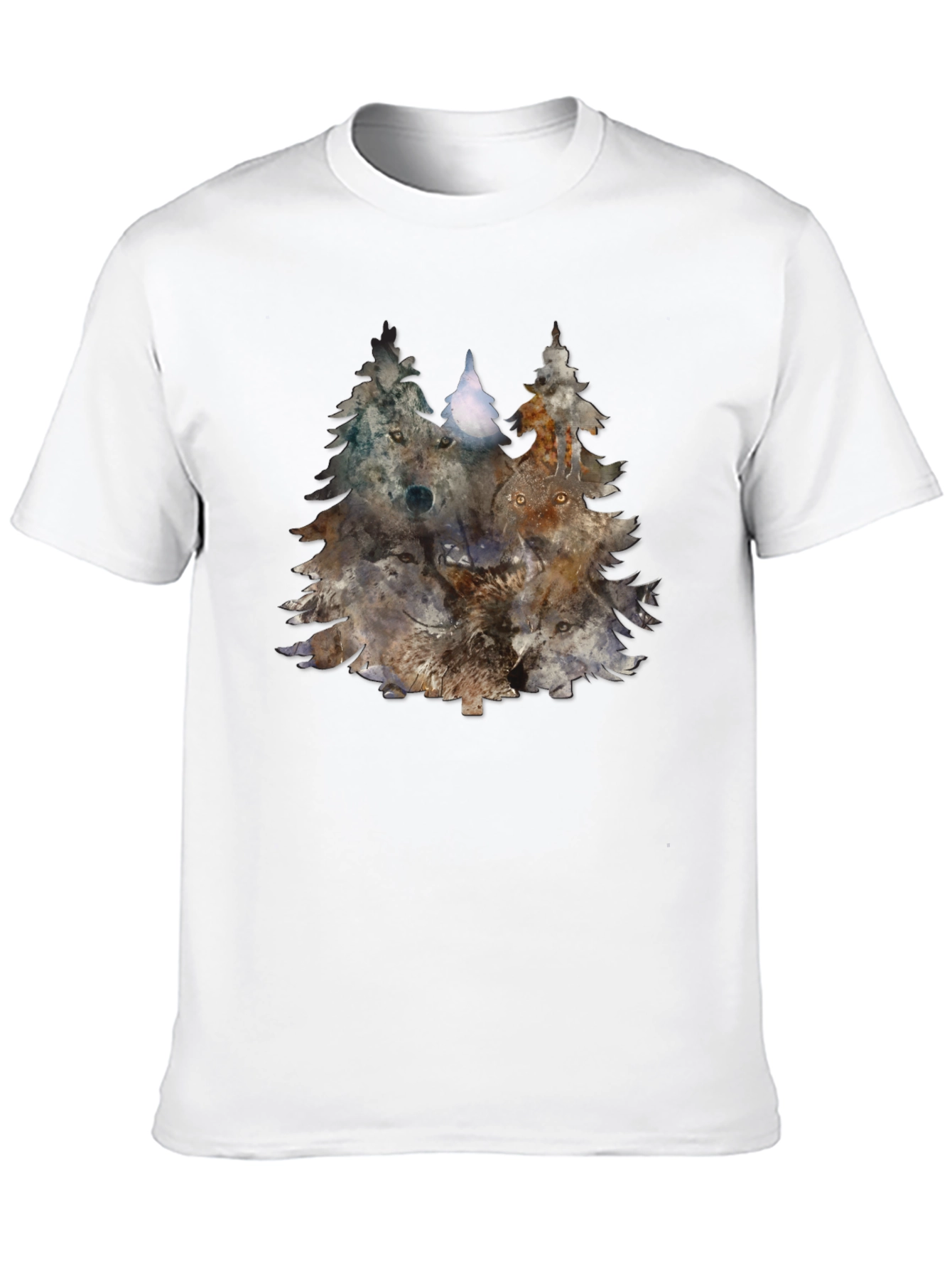 Wolf Pack Trees Graphic Tee - Nature Inspired Design