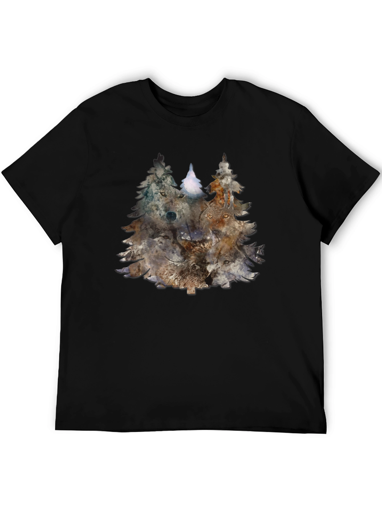 Wolf Pack Trees Graphic Tee - Nature Inspired Design