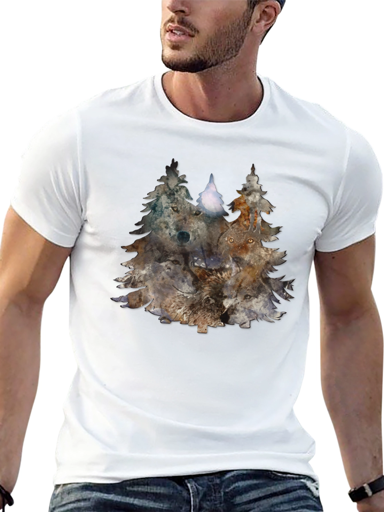 Wolf Pack Trees Graphic Tee - Nature Inspired Design