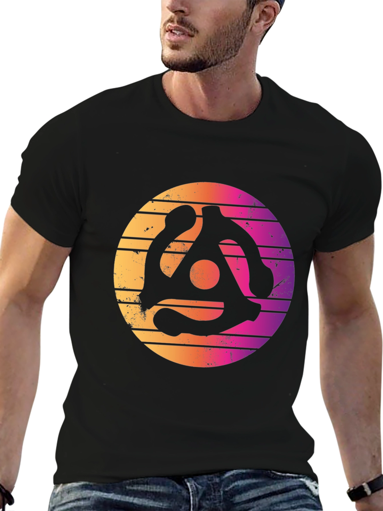 Retro Vinyl Record Adapter Graphic T-Shirt