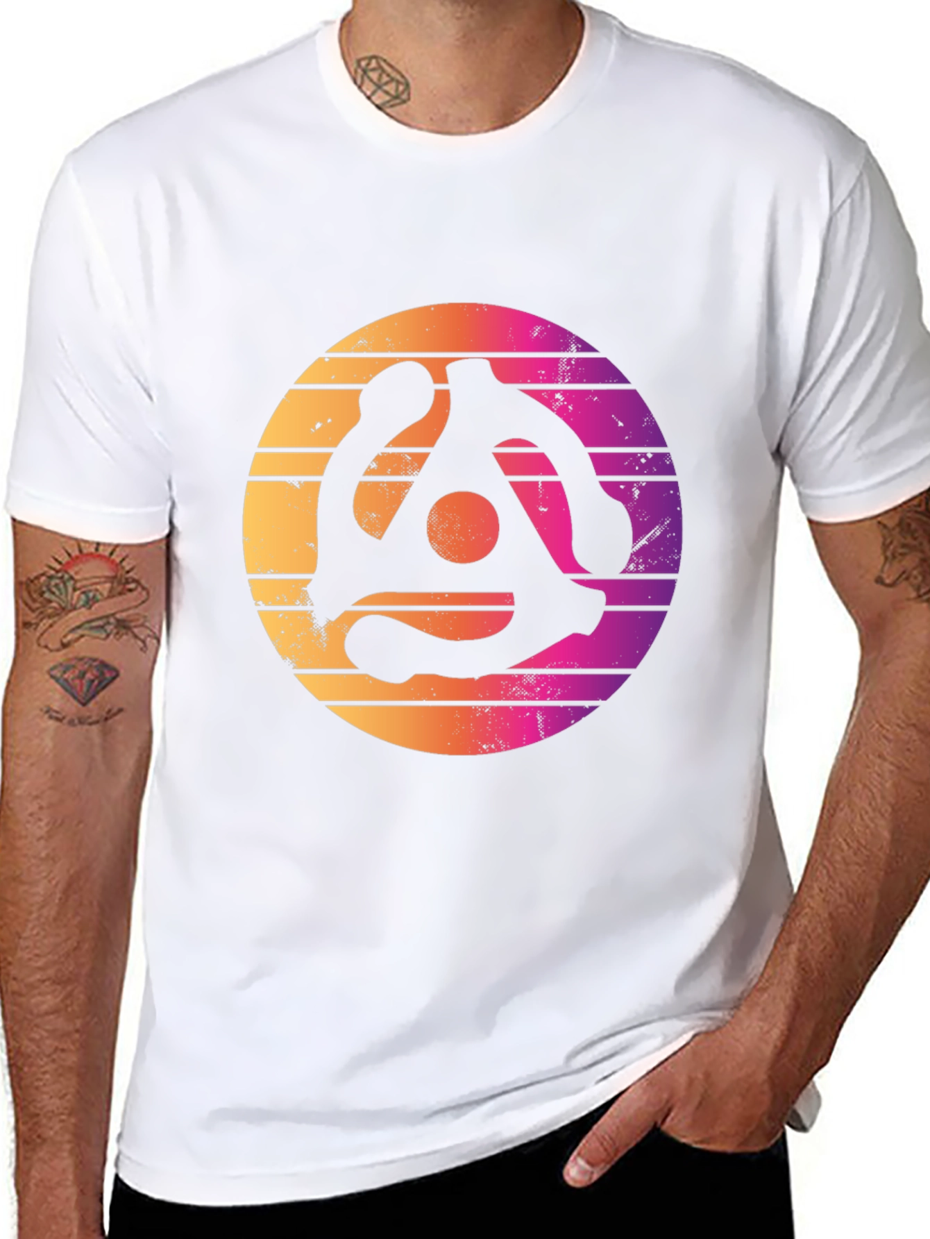 Retro Vinyl Record Adapter Graphic T-Shirt