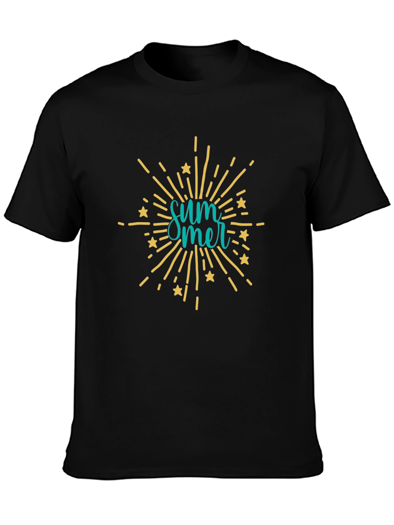 Summer Burst Graphic Tee - Black Cotton Blend