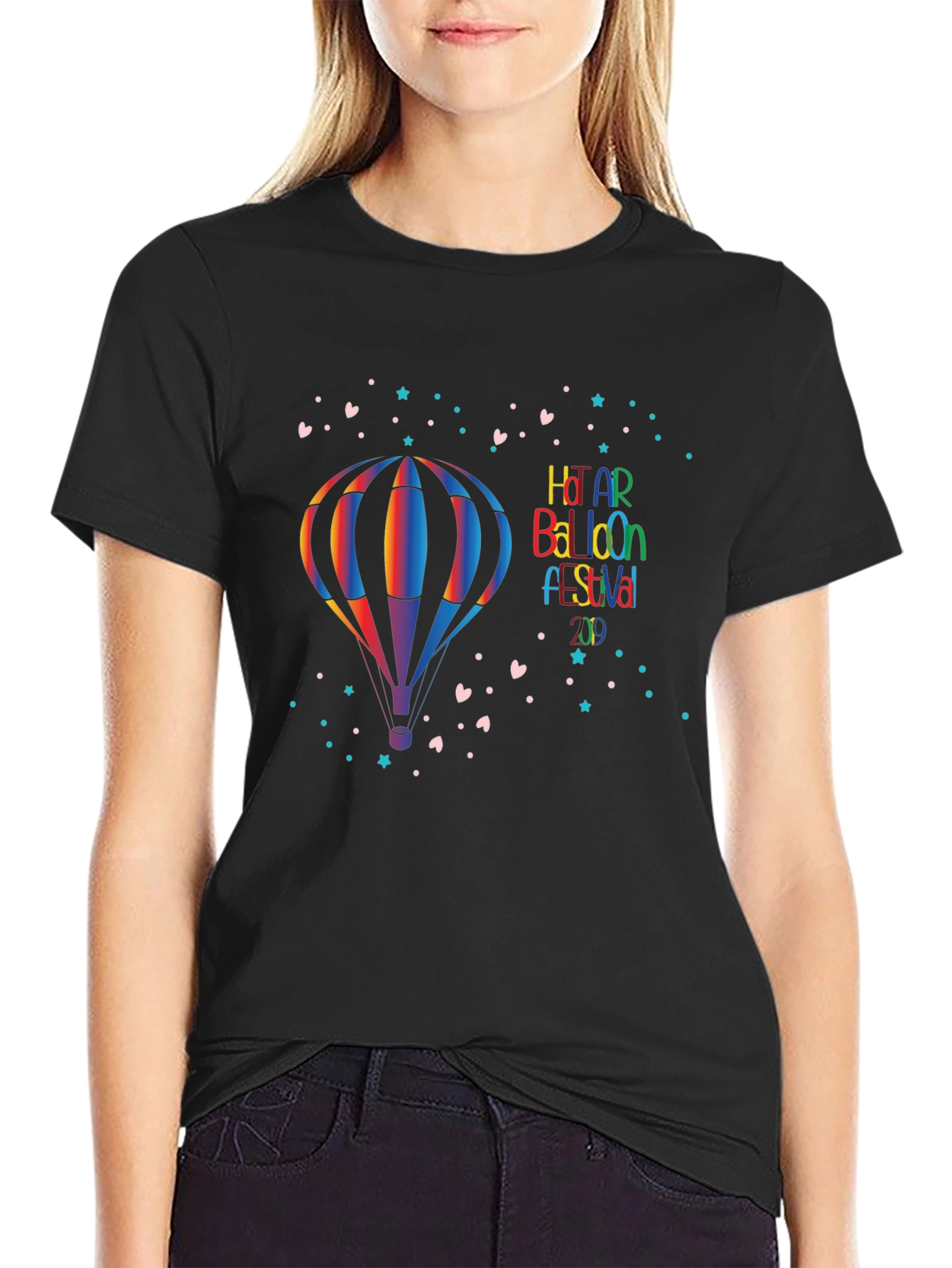 Rainbow Hot Air Balloon Festival Graphic Tee