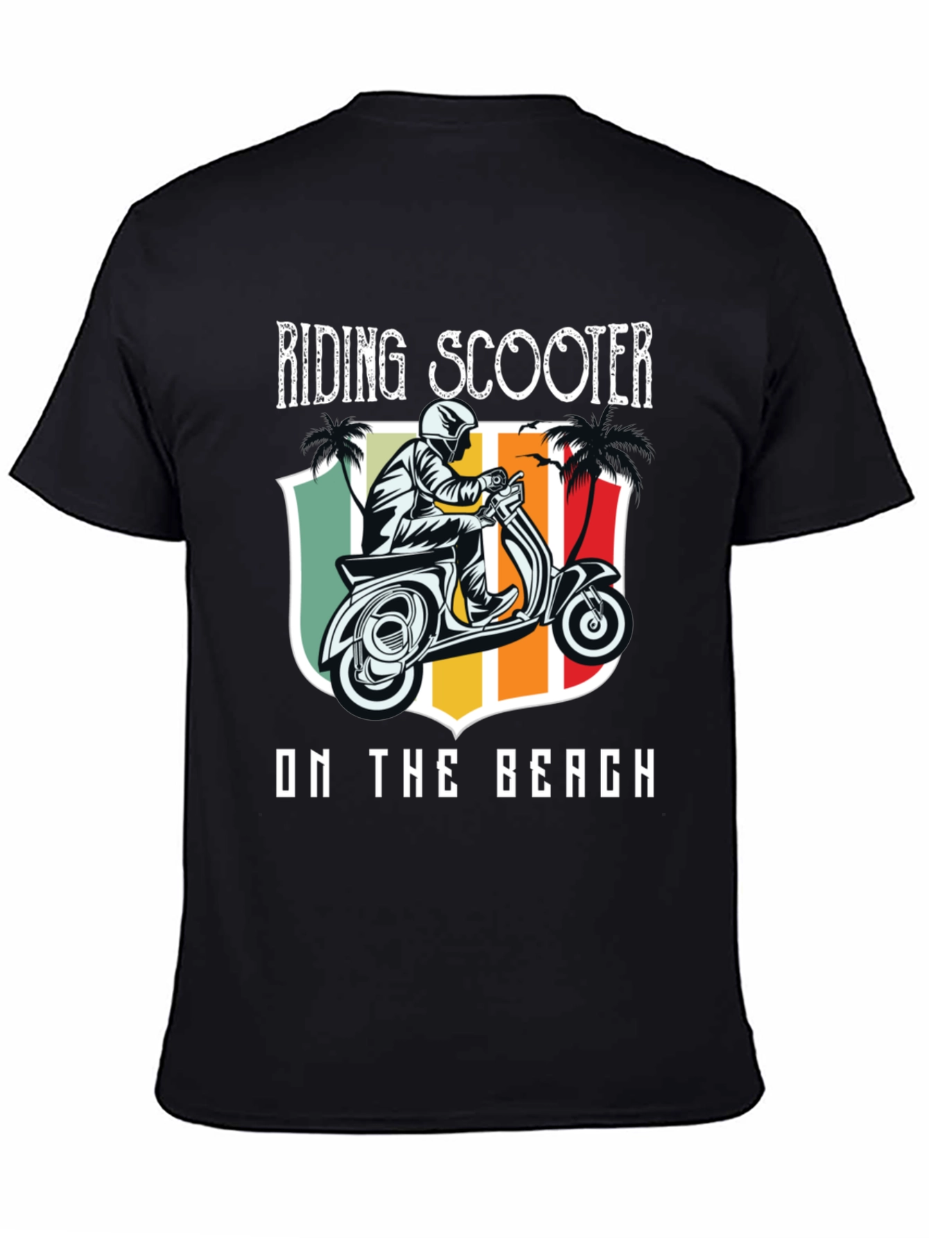 Riding Scooter on the Beach T-Shirt