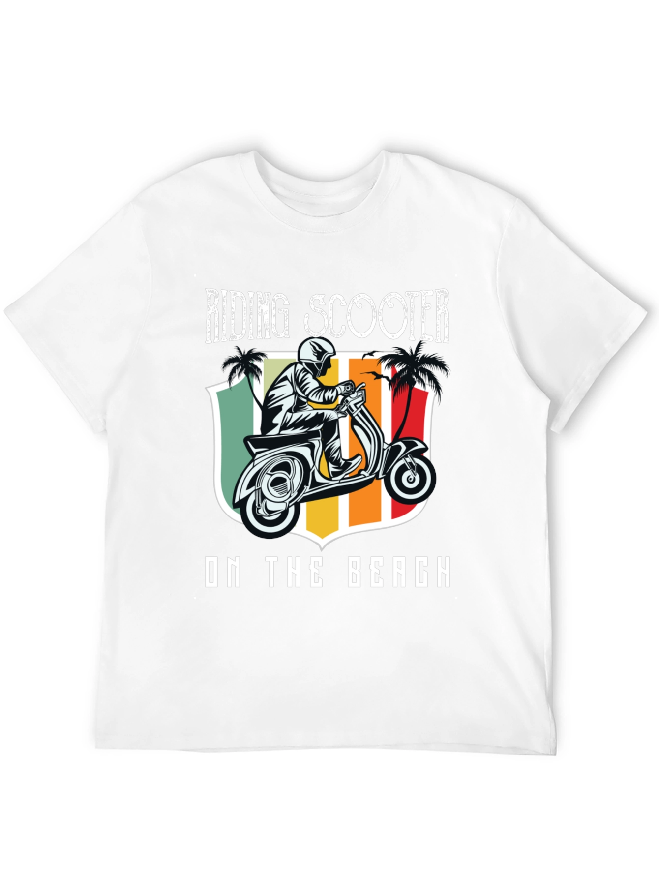 Riding Scooter on the Beach T-Shirt