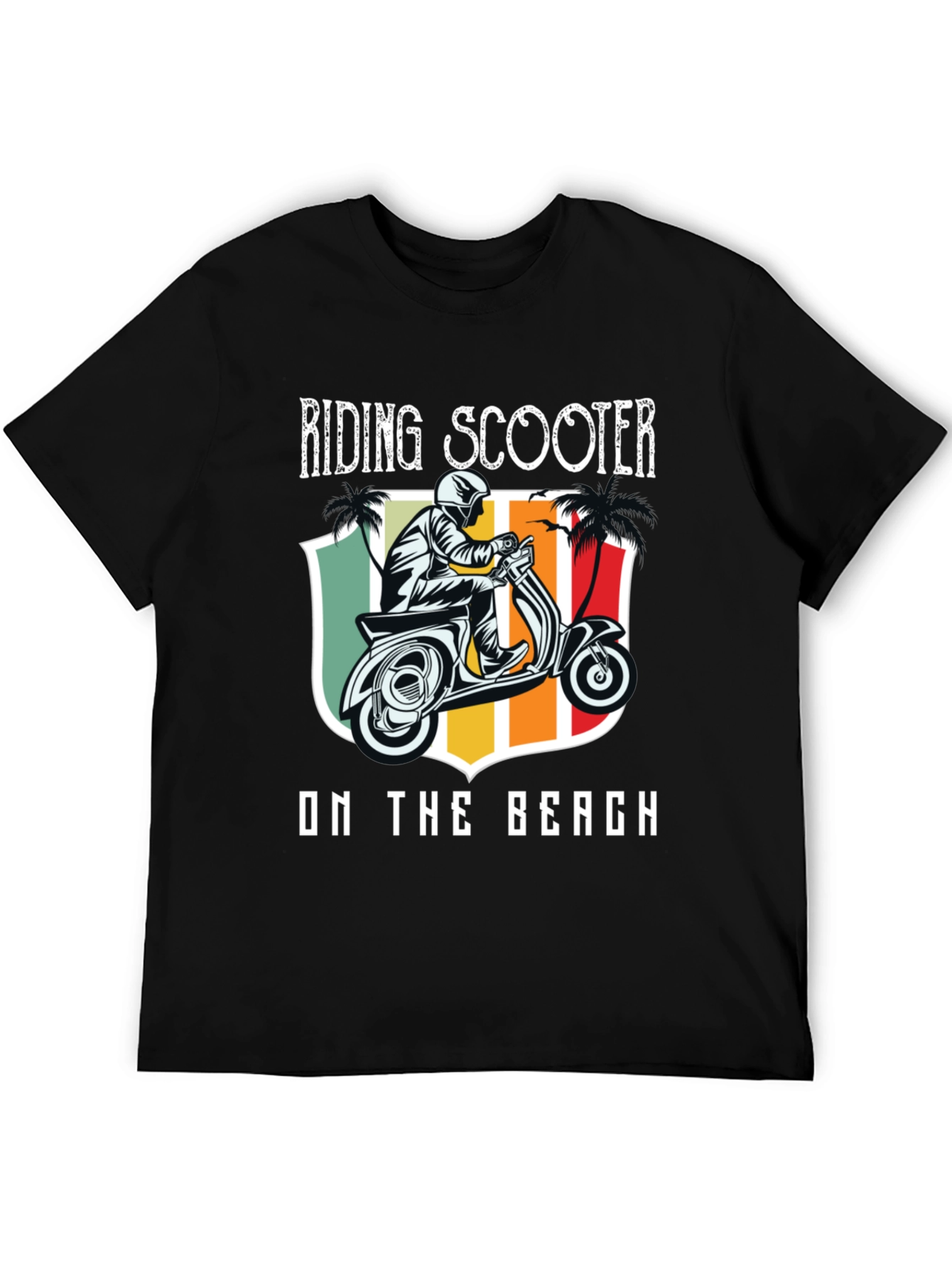 Riding Scooter on the Beach T-Shirt