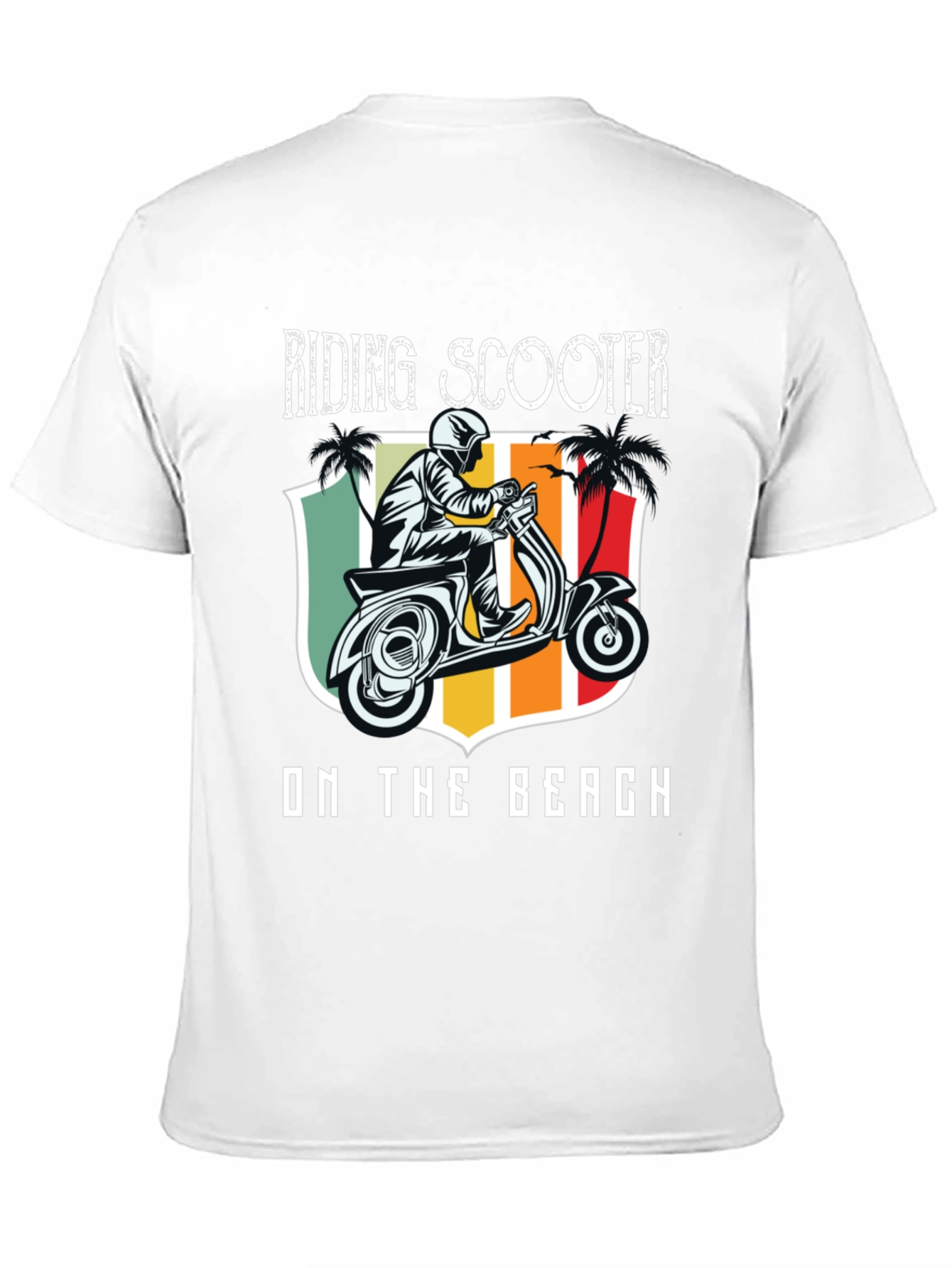 Riding Scooter on the Beach T-Shirt