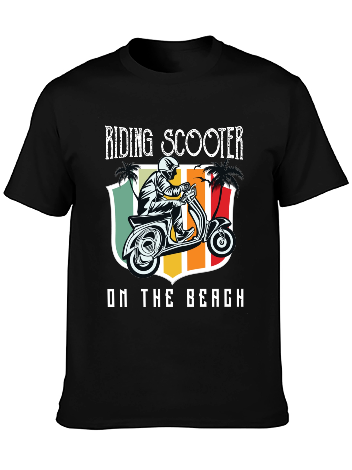 Riding Scooter on the Beach T-Shirt