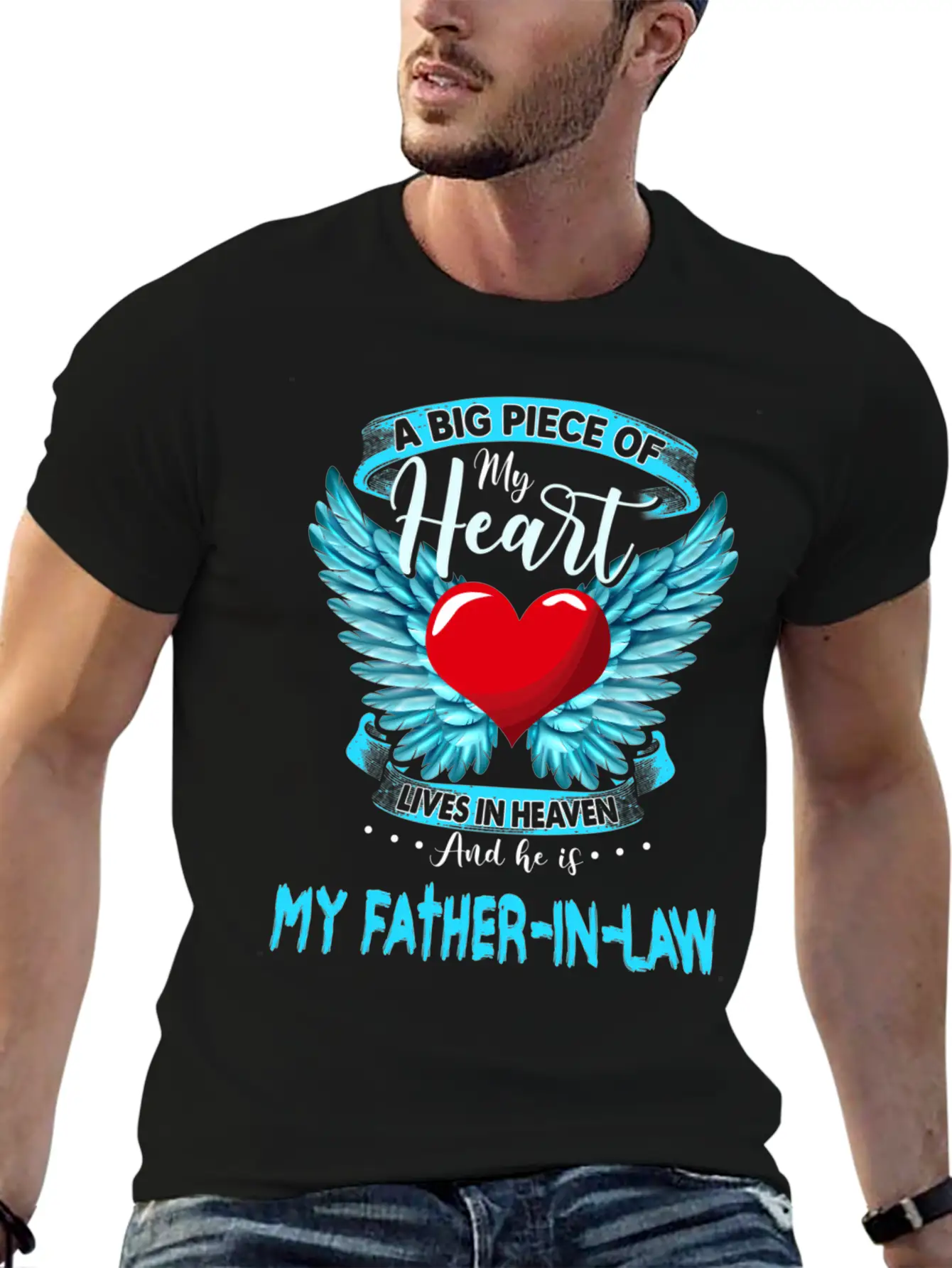 A Big Piece Of My Heart Lives In Heaven My Father Stylish Everyday T-Shirt – Unisex Basic Cotton Tee