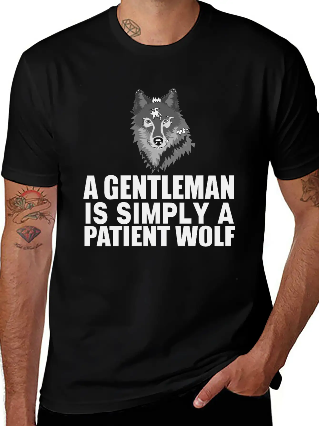 A Gentleman Is Simply A Patient Wolf Lightweight Cotton T-Shirt – Daily Comfort Graphic Shirt