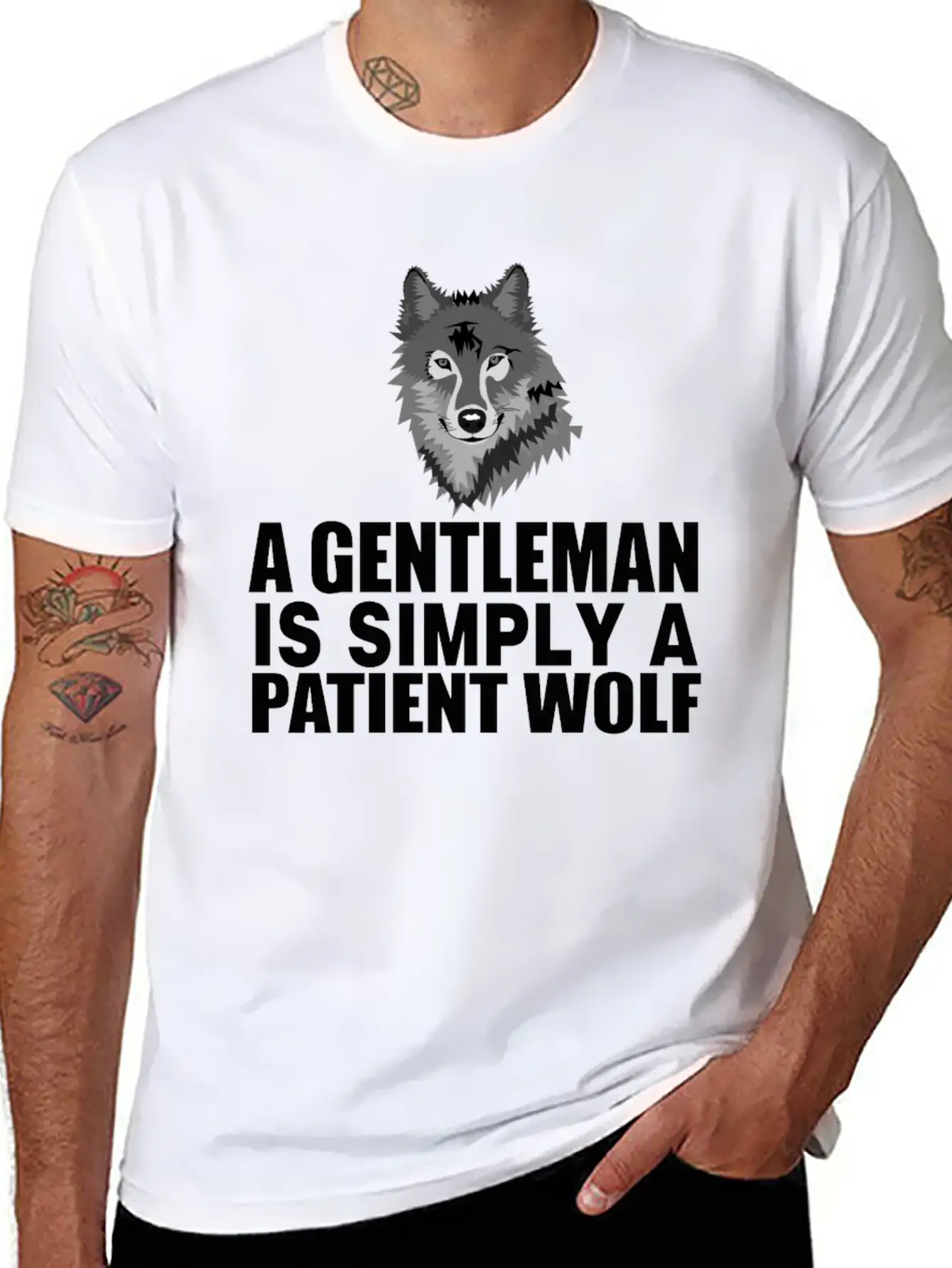 A Gentleman Is Simply A Patient Wolf Lightweight Cotton T-Shirt – Daily Comfort Graphic Shirt