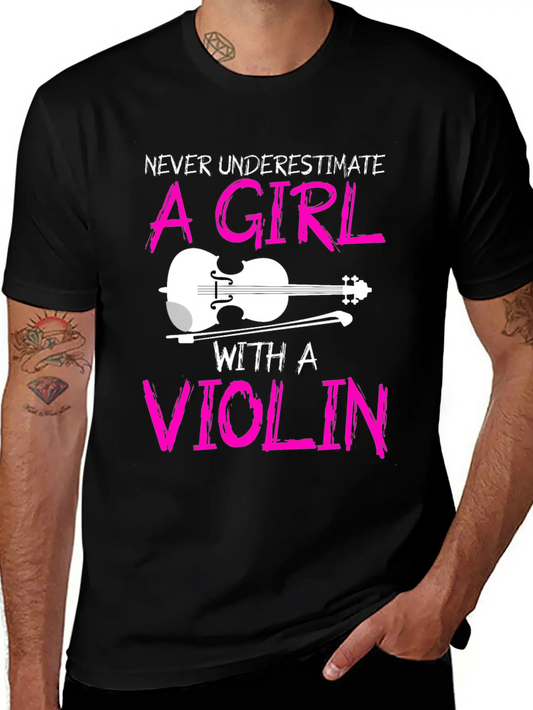 A Girl With A Violin Lightweight Cotton T-Shirt – Daily Comfort Graphic Shirt