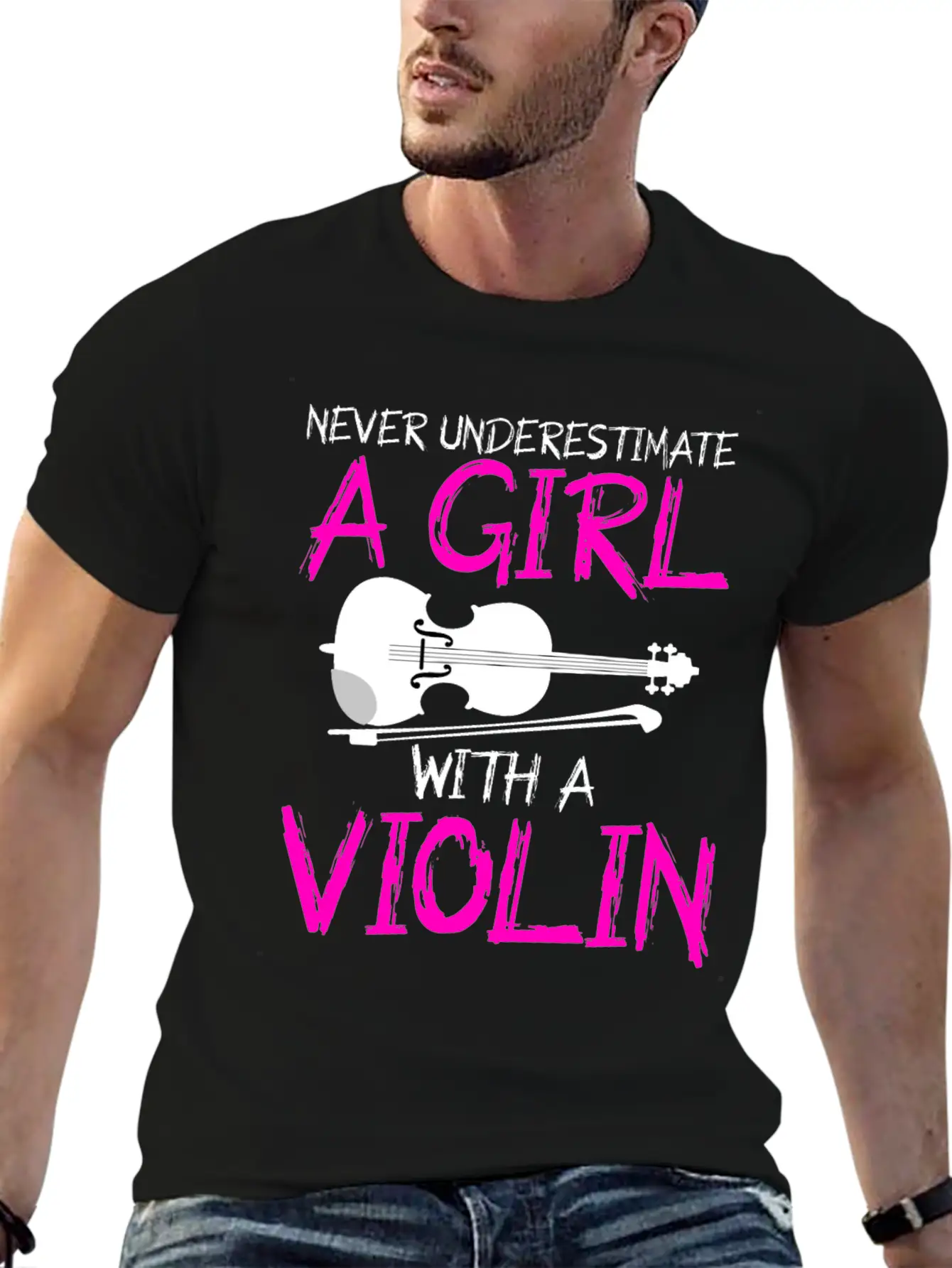 A Girl With A Violin Lightweight Cotton T-Shirt – Daily Comfort Graphic Shirt
