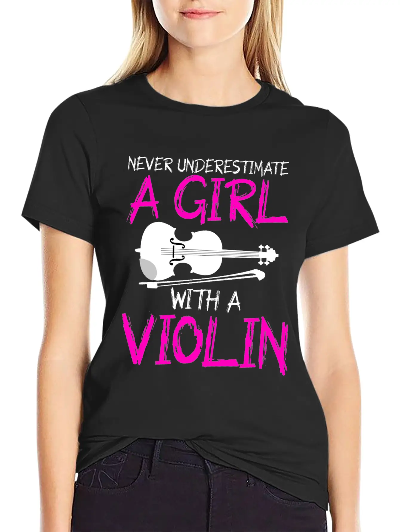 A Girl With A Violin Lightweight Cotton T-Shirt – Daily Comfort Graphic Shirt