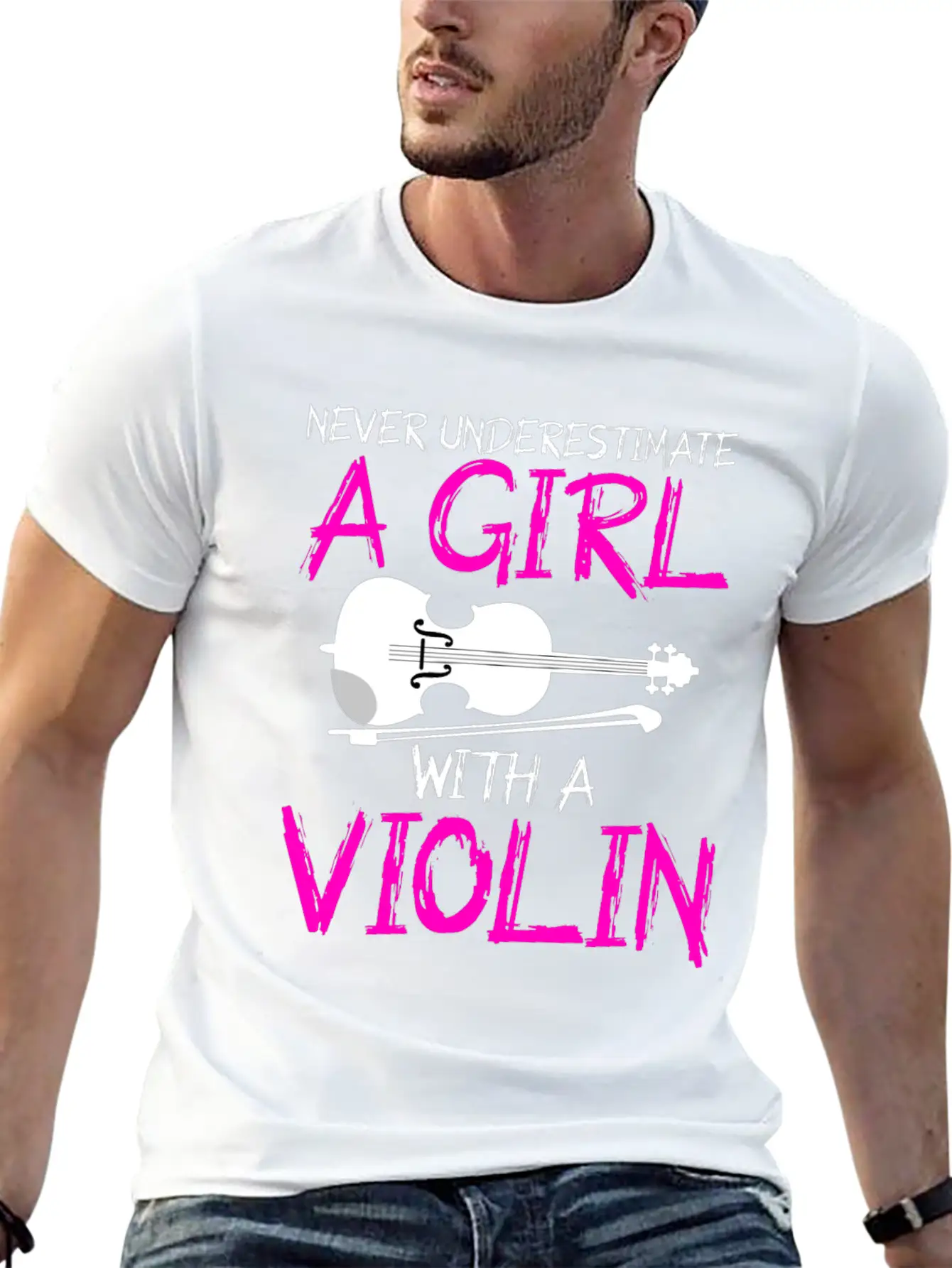 A Girl With A Violin Lightweight Cotton T-Shirt – Daily Comfort Graphic Shirt