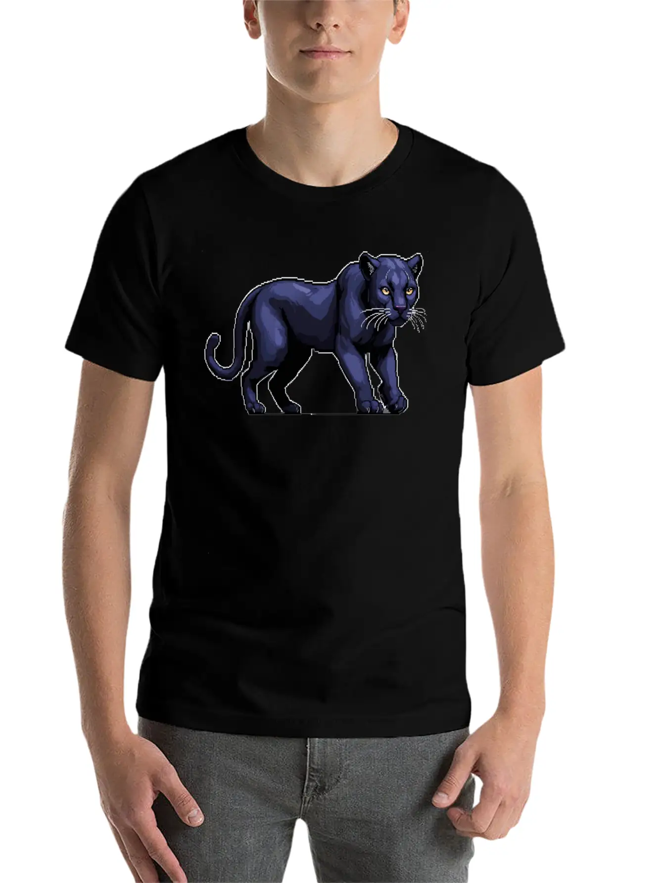 A Pixel Art Of A Panther Stylish Everyday T-Shirt – Unisex Basic Cotton Tee