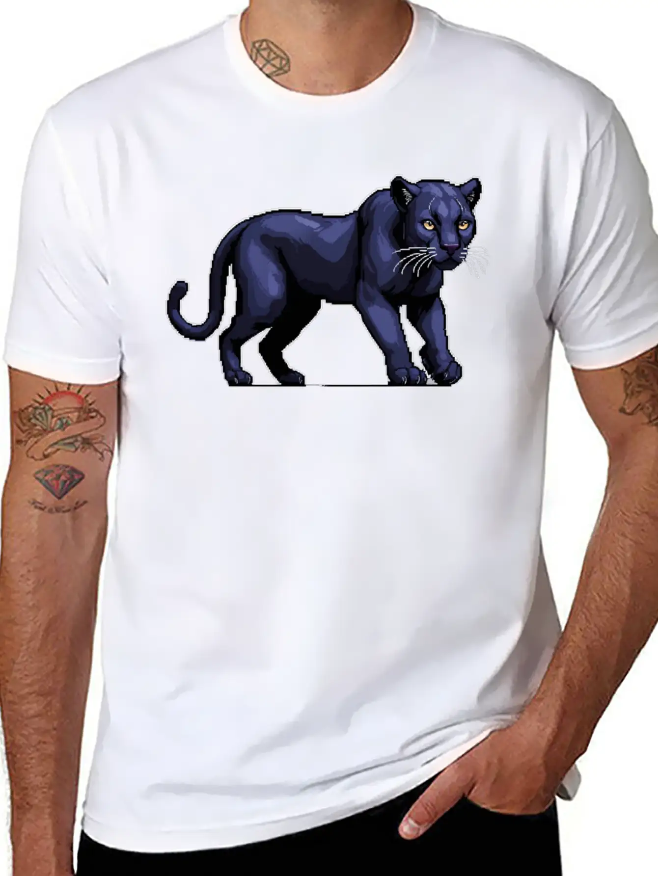 A Pixel Art Of A Panther Stylish Everyday T-Shirt – Unisex Basic Cotton Tee