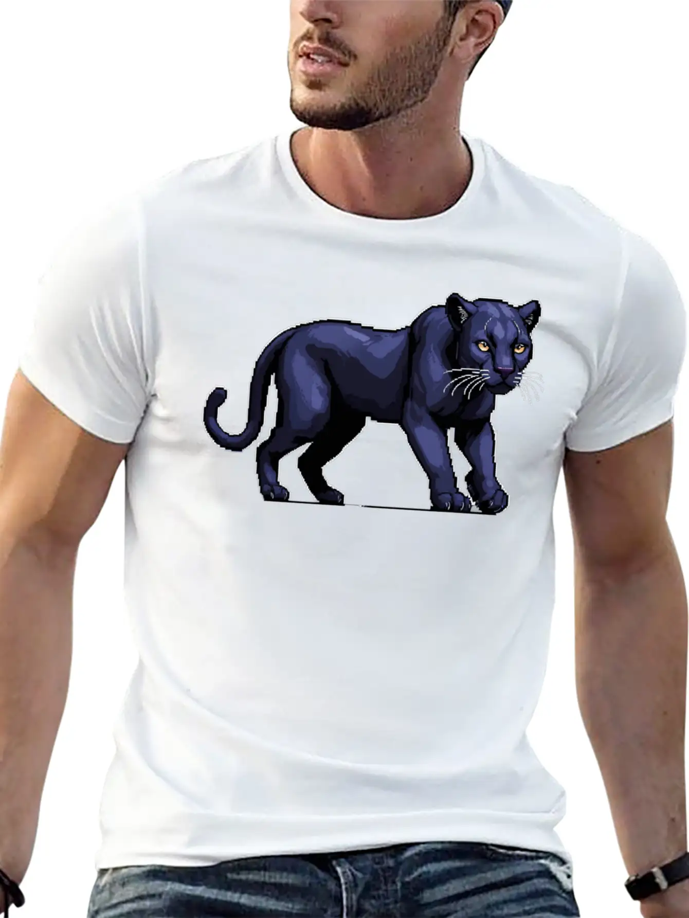 A Pixel Art Of A Panther Stylish Everyday T-Shirt – Unisex Basic Cotton Tee