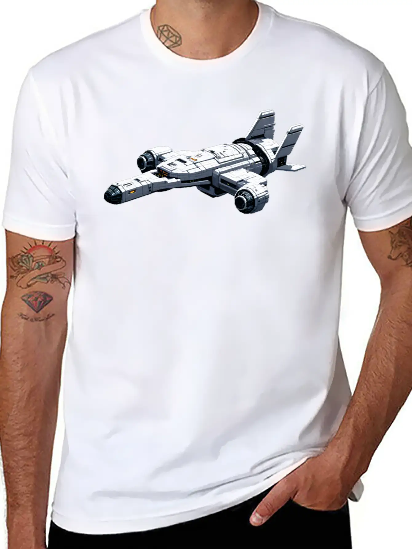 A Pixel Art Of A Spaceship Modern Fit Casual T-Shirt – Clean And Versatile Design