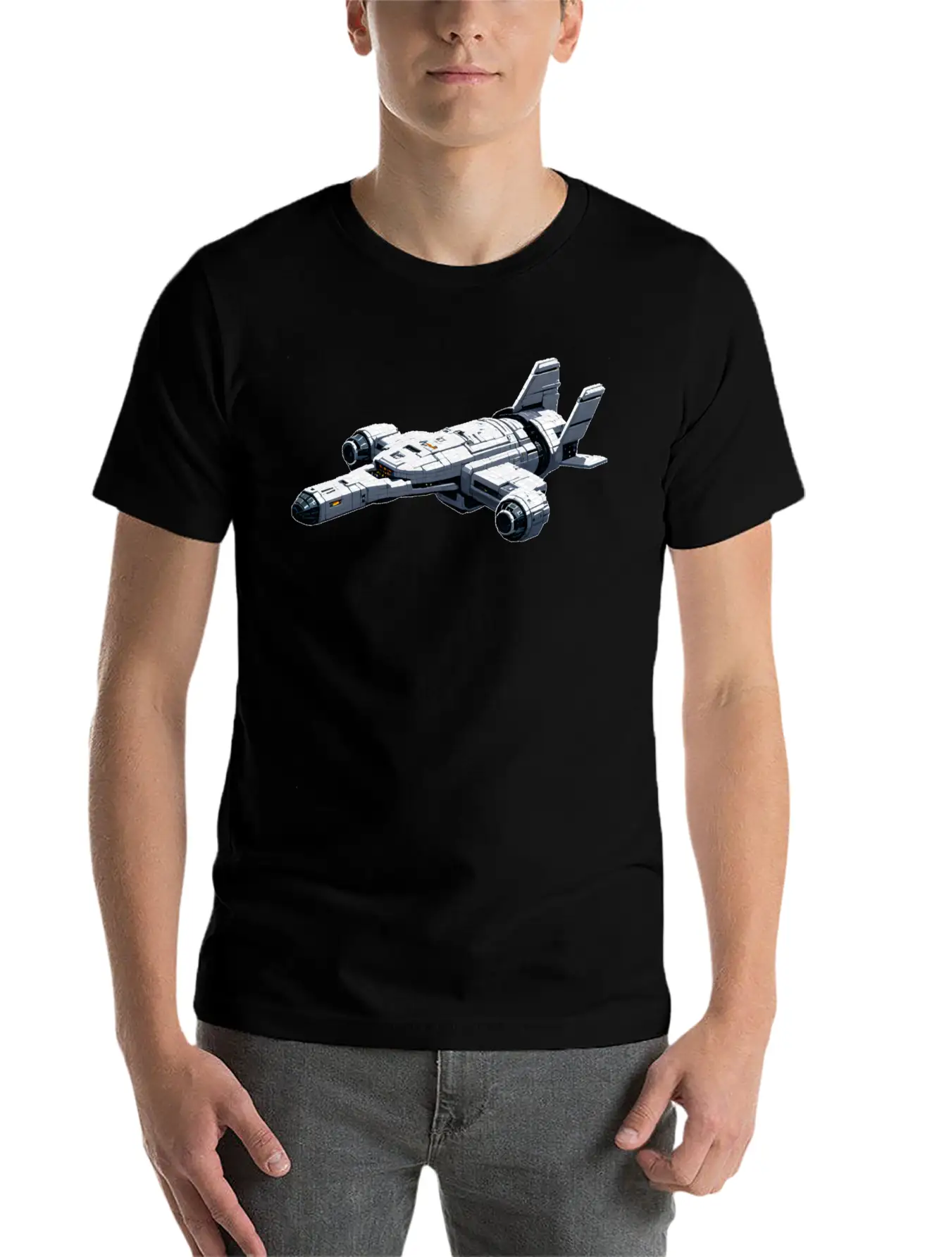 A Pixel Art Of A Spaceship Modern Fit Casual T-Shirt – Clean And Versatile Design