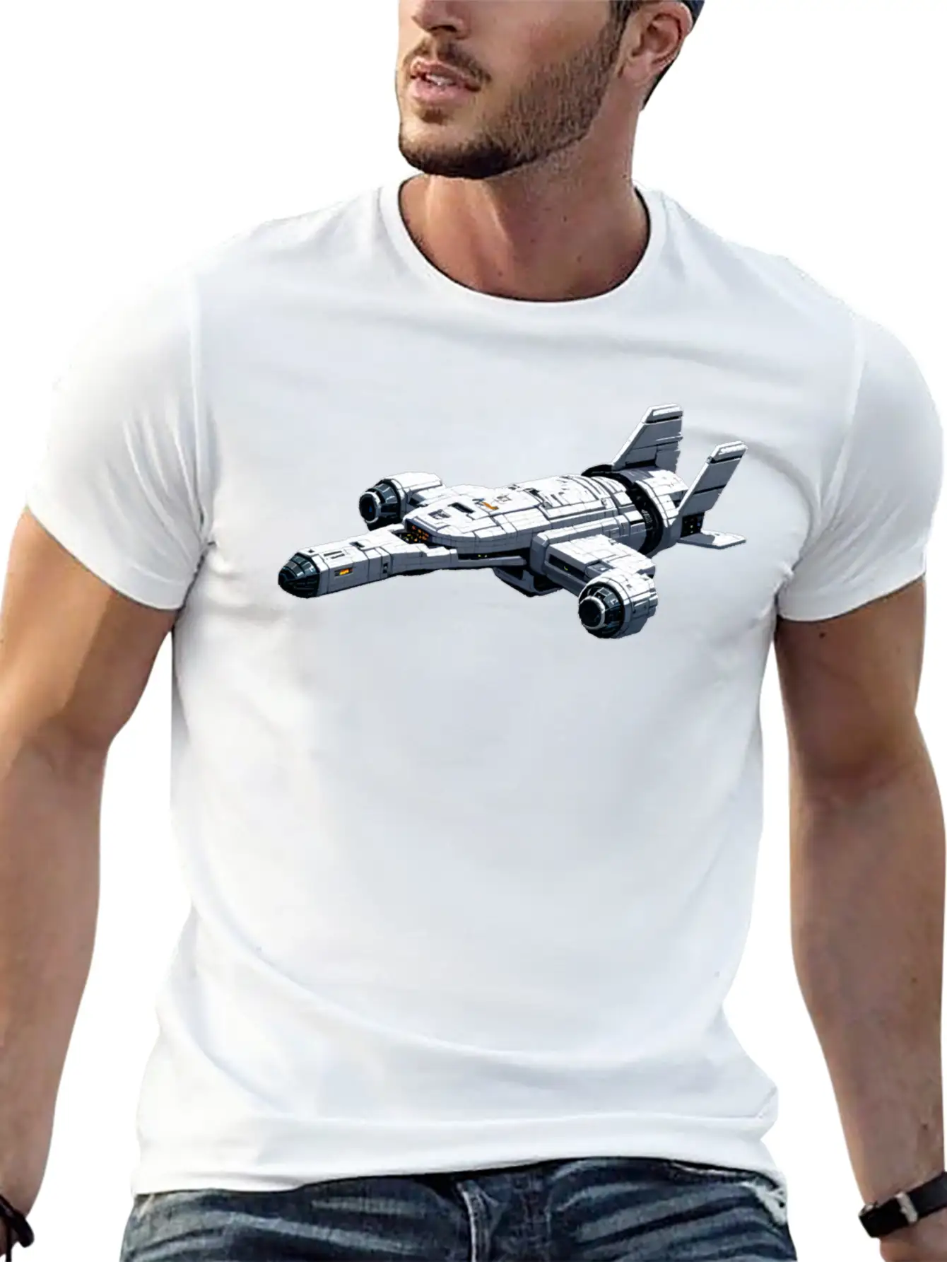 A Pixel Art Of A Spaceship Modern Fit Casual T-Shirt – Clean And Versatile Design