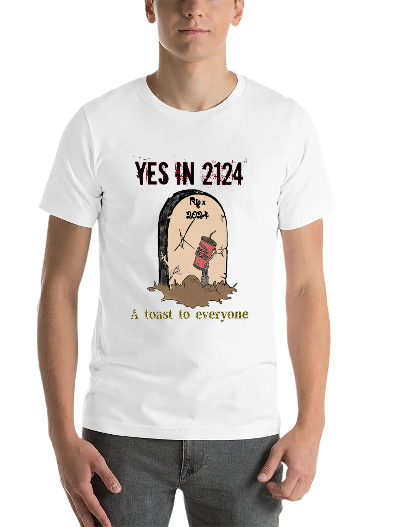 A Toast To Eveyone In 2124 Essential Cotton Tee For Daily Outfits – Unisex Style