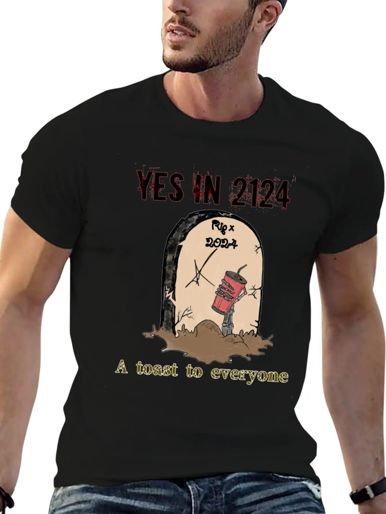 A Toast To Eveyone In 2124 Essential Cotton Tee For Daily Outfits – Unisex Style