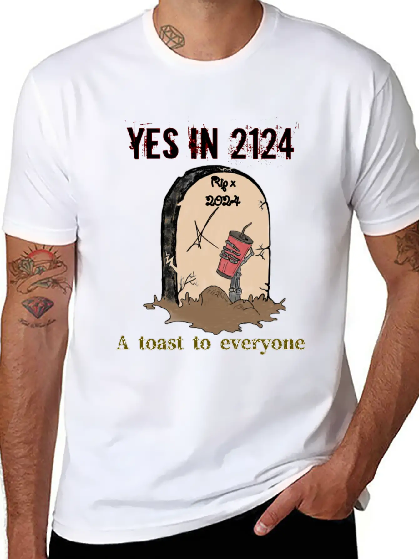 A Toast To Eveyone In 2124 Essential Cotton Tee For Daily Outfits – Unisex Style