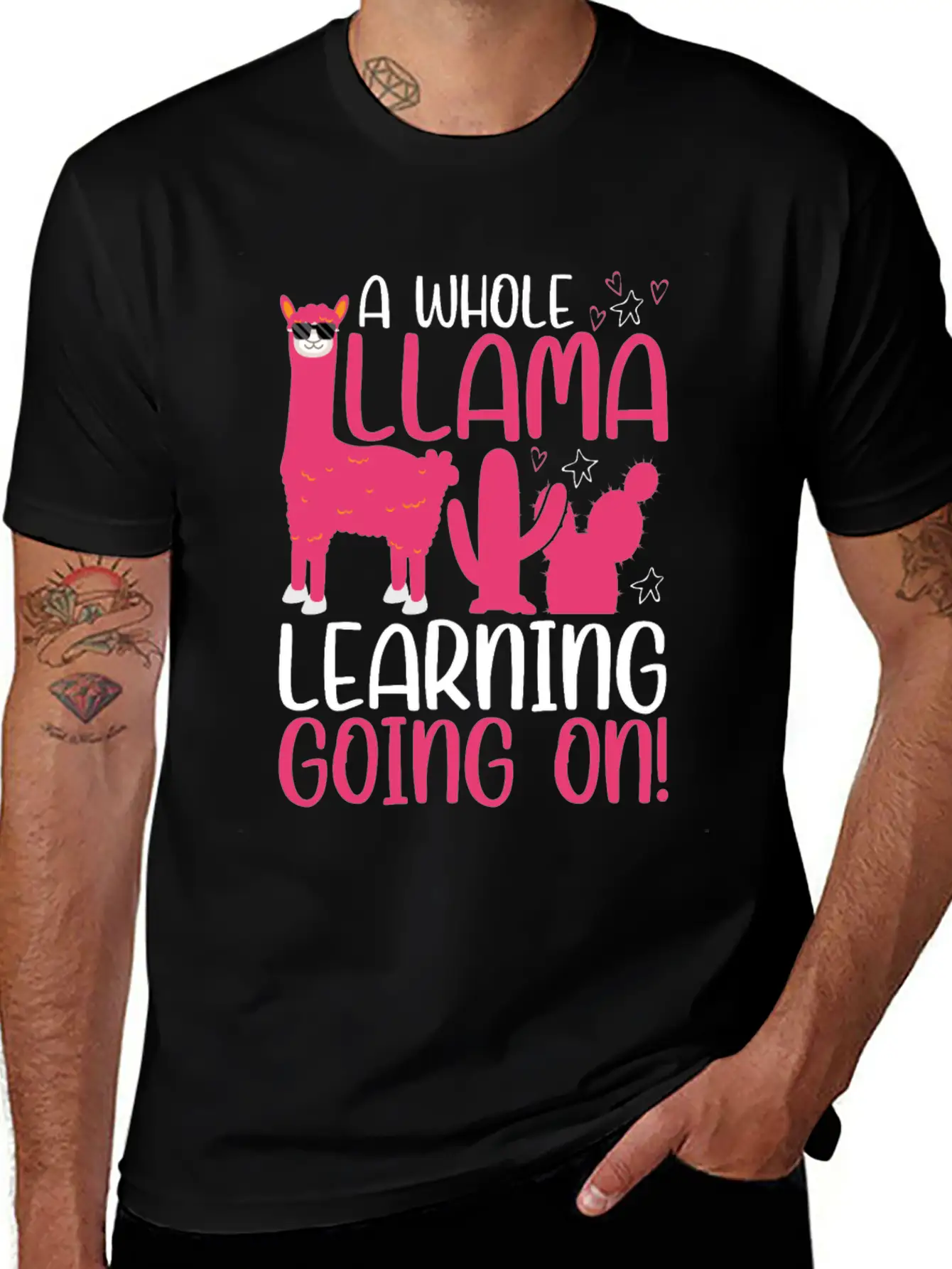 A Whole Llama Learning Going On Kindergarten Teach Basic Graphic T-Shirt – Daily Comfort In Soft Cotton