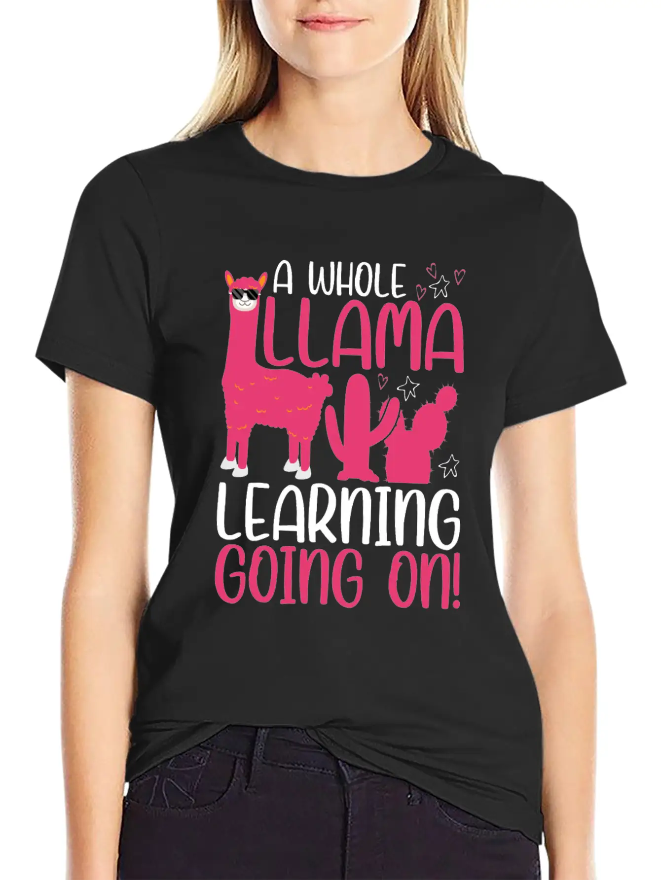 A Whole Llama Learning Going On Kindergarten Teach Basic Graphic T-Shirt – Daily Comfort In Soft Cotton