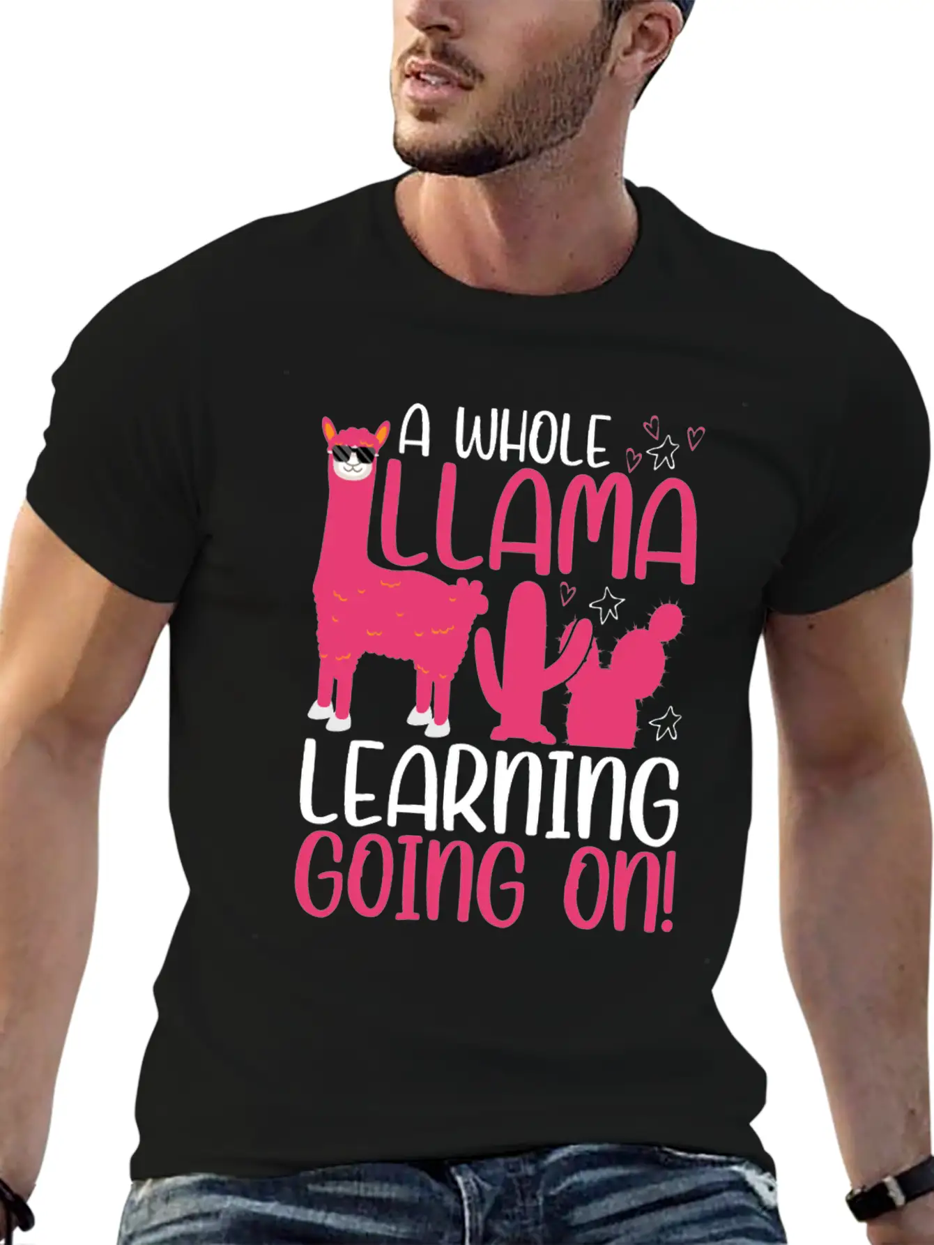 A Whole Llama Learning Going On Kindergarten Teach Basic Graphic T-Shirt – Daily Comfort In Soft Cotton