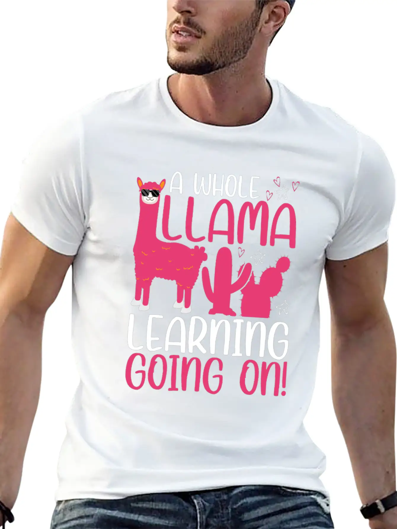 A Whole Llama Learning Going On Kindergarten Teach Basic Graphic T-Shirt – Daily Comfort In Soft Cotton