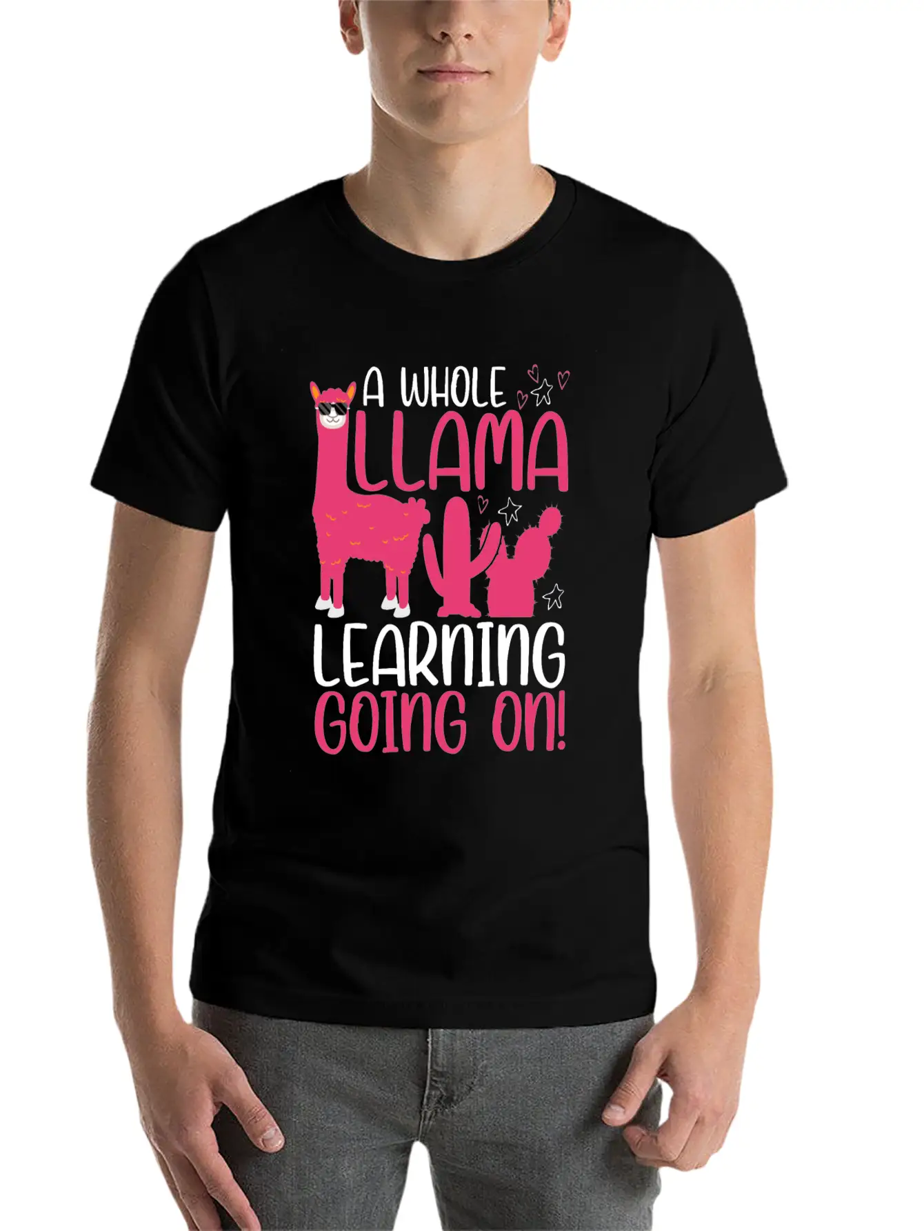 A Whole Llama Learning Going On Kindergarten Teach Basic Graphic T-Shirt – Daily Comfort In Soft Cotton