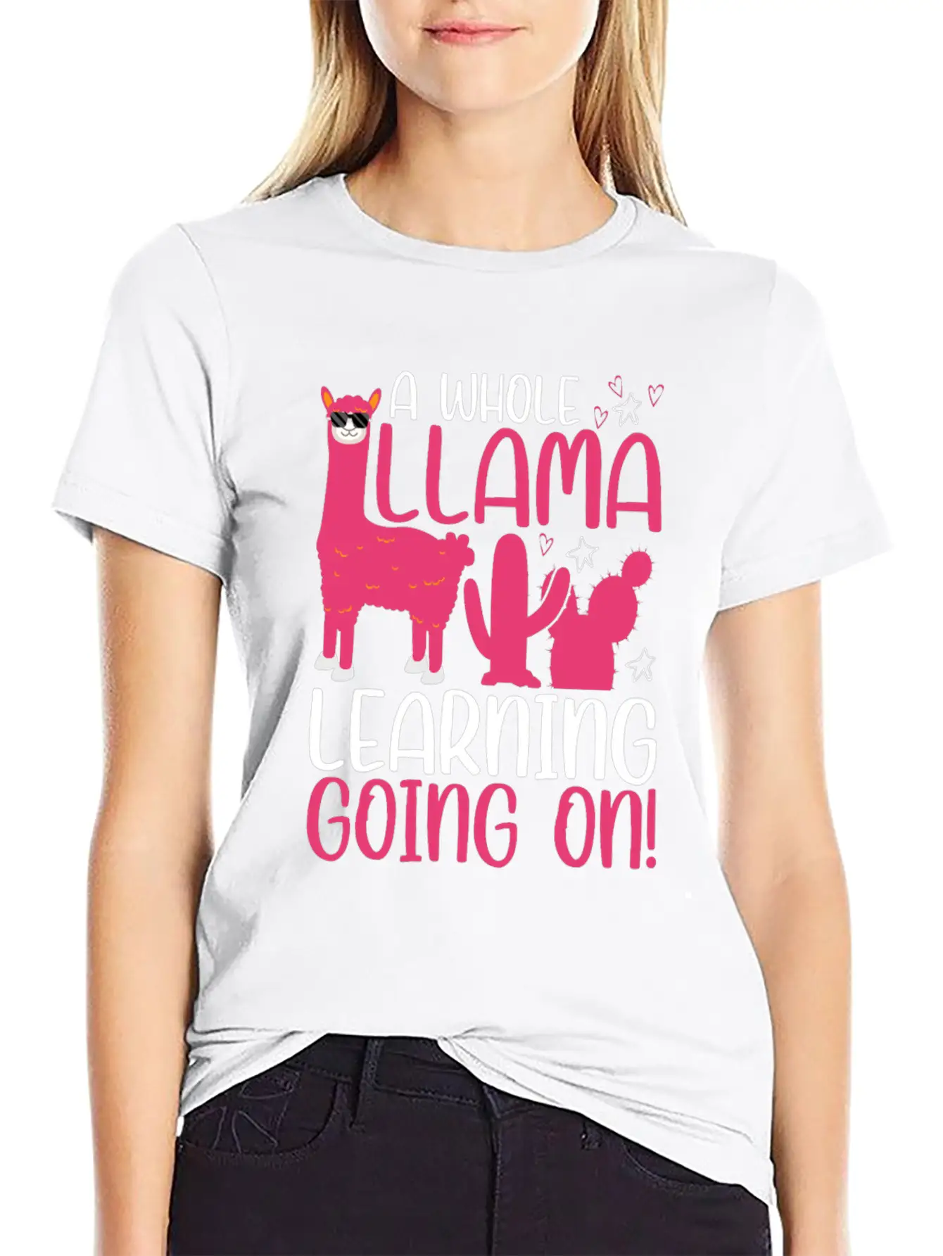 A Whole Llama Learning Going On Kindergarten Teach Basic Graphic T-Shirt – Daily Comfort In Soft Cotton