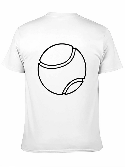 Tennis Ball Graphic Black T-Shirt Casual Cotton Tee