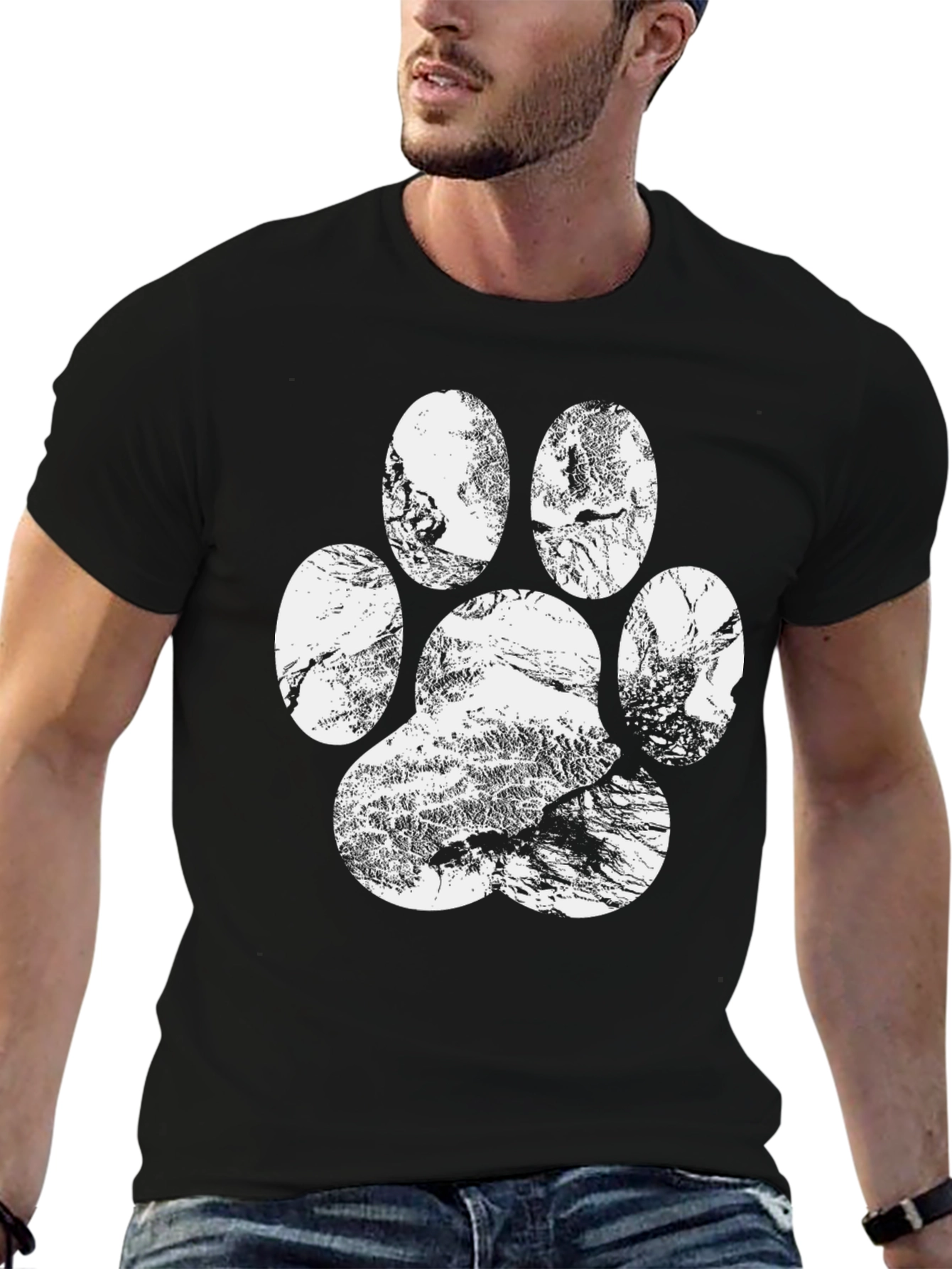 Paw Print Graphic Tee - Nature Lovers Black T-Shirt