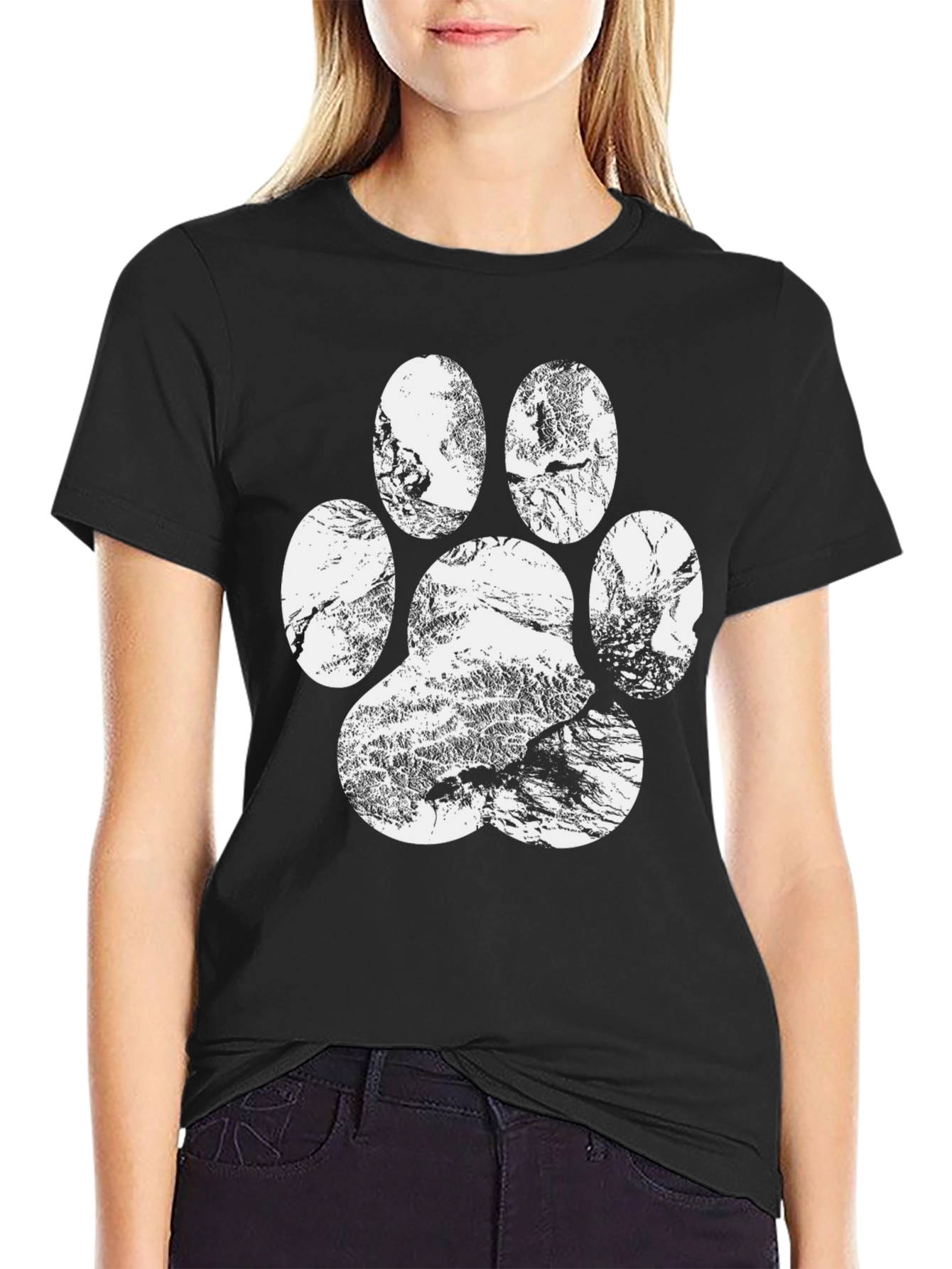 Paw Print Graphic Tee - Nature Lovers Black T-Shirt