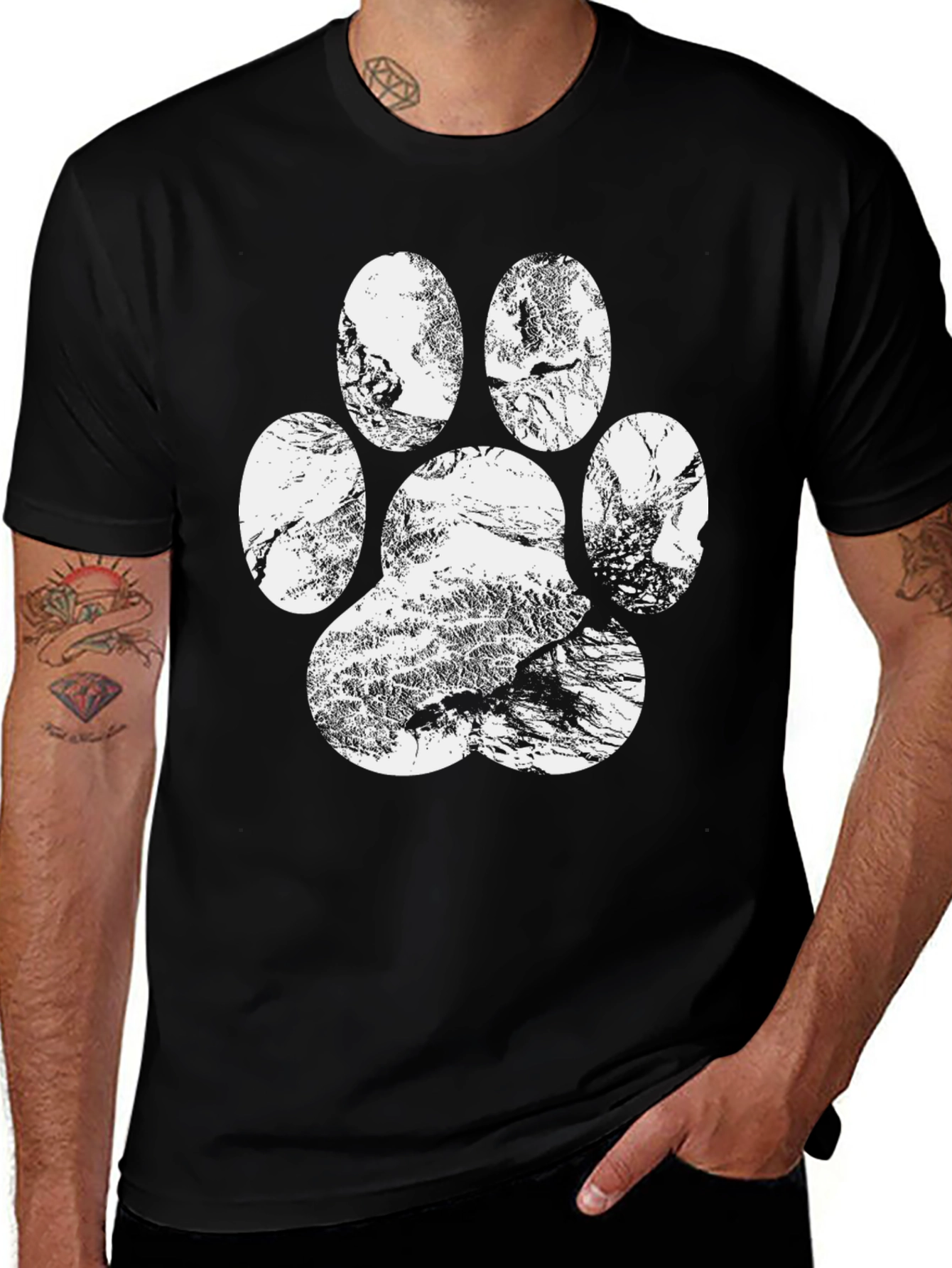 Paw Print Graphic Tee - Nature Lovers Black T-Shirt