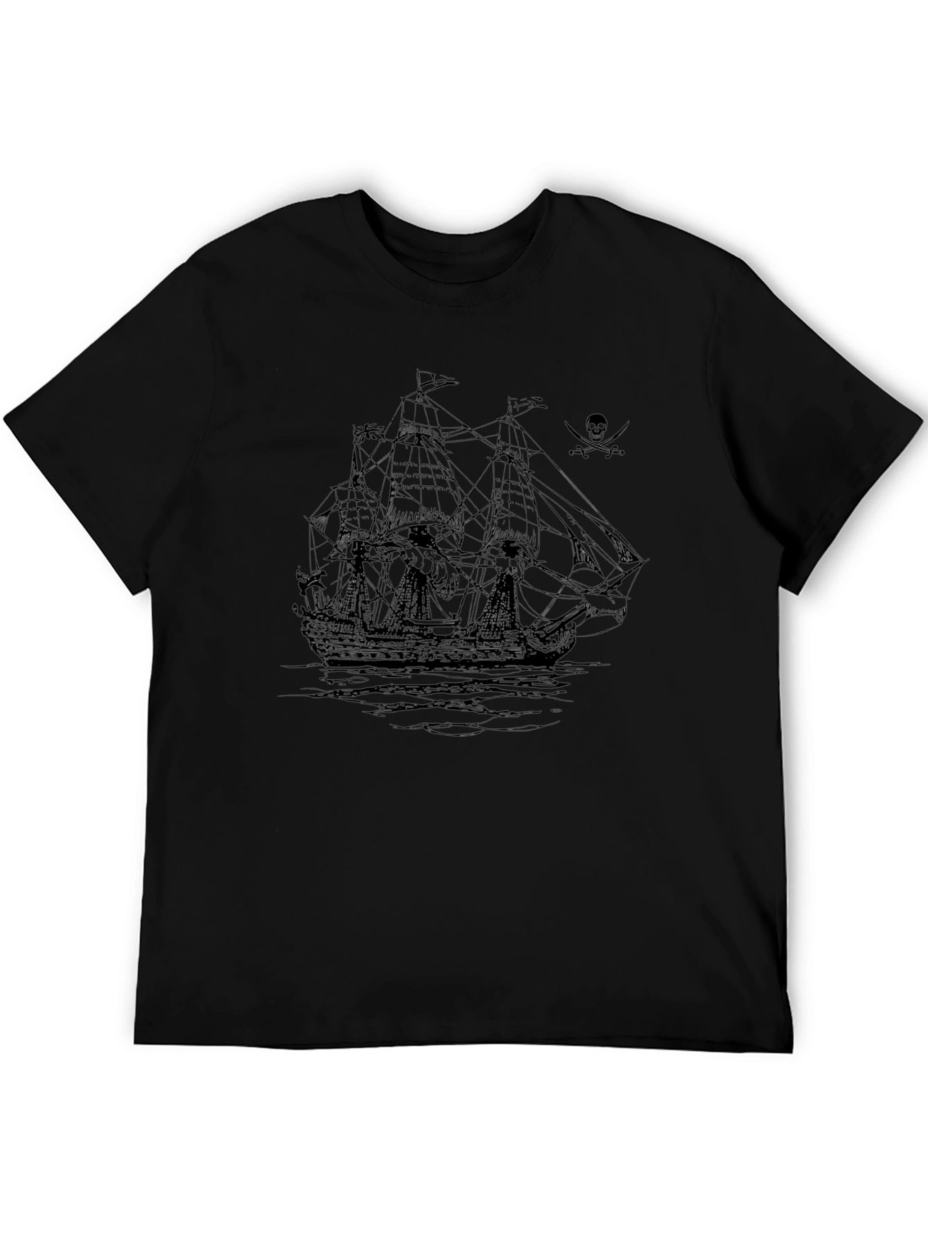 Pirate Ship Graphic Black T-Shirt