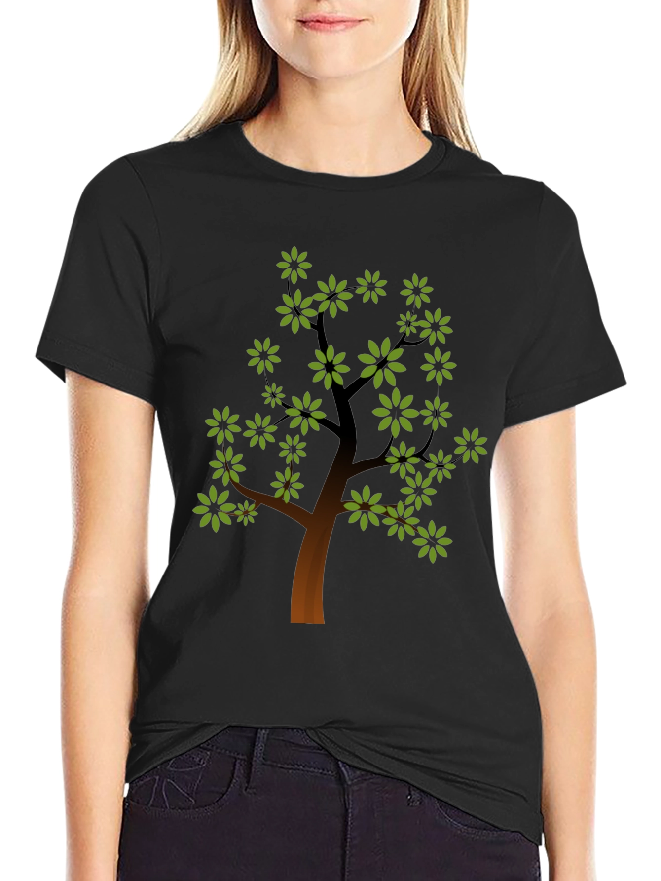 Nature Tree Graphic Tee - Trendy Black Cotton Shirt
