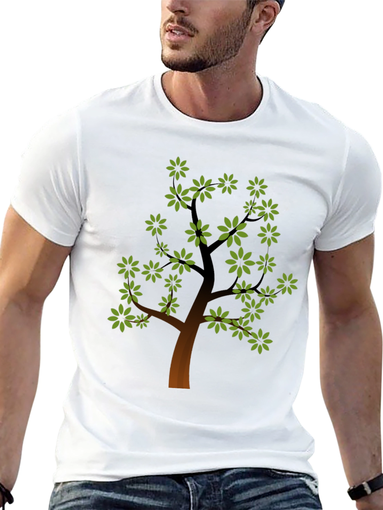 Nature Tree Graphic Tee - Trendy Black Cotton Shirt