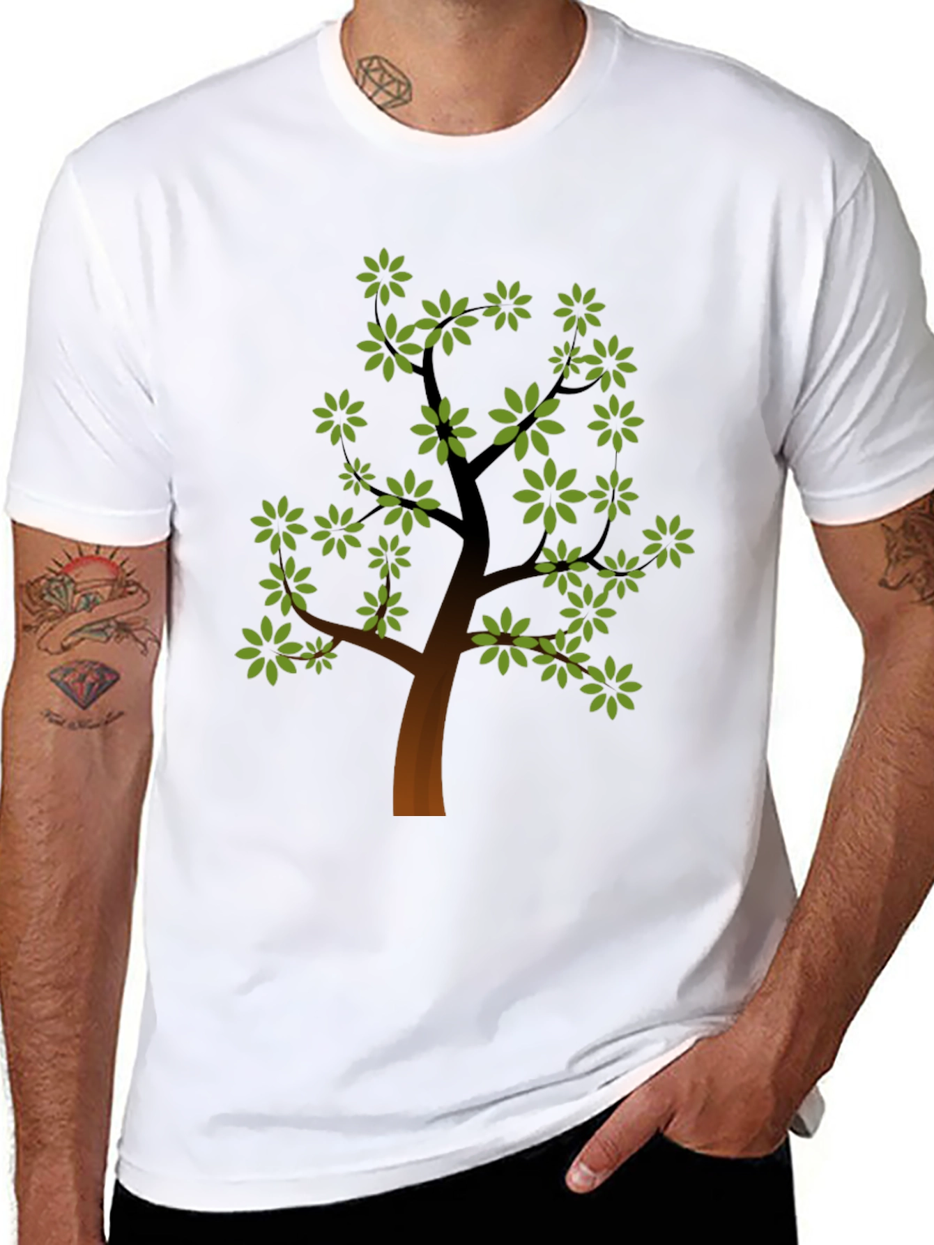 Nature Tree Graphic Tee - Trendy Black Cotton Shirt