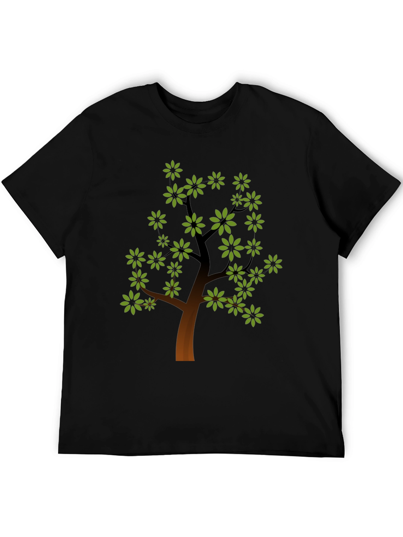 Nature Tree Graphic Tee - Trendy Black Cotton Shirt
