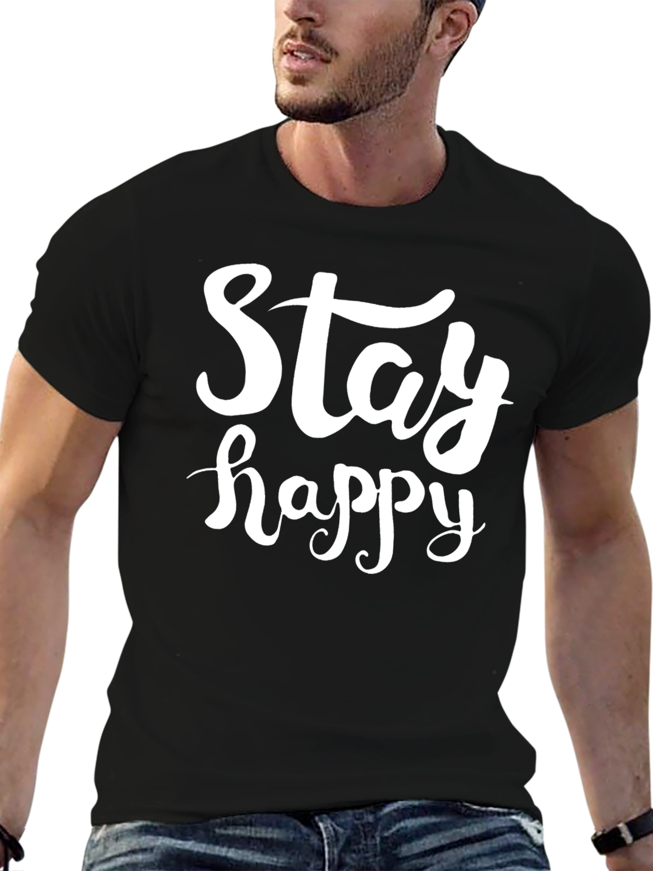 Stay Happy Black T-Shirt